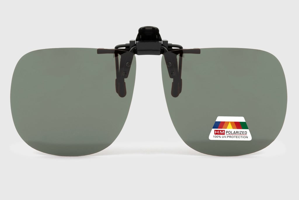 Polarized Clip on Flip Up Sunglasses - Grey green BM