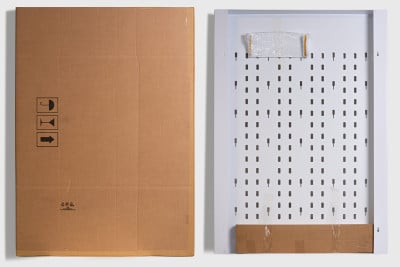 White acrylic wall display for 80 items