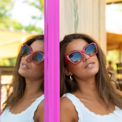 Sunglasses injected woman