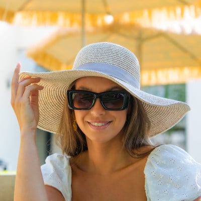 Sunglasses injected woman